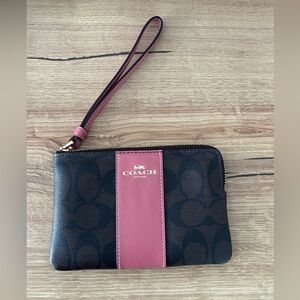 SOLD Coach Black and Pink Leather Wristlet